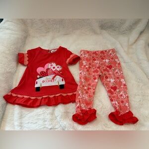 Rare Editions Red Heart Truck top with matching pants